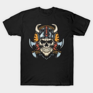 Vintage Vikings Skull Art T-Shirt